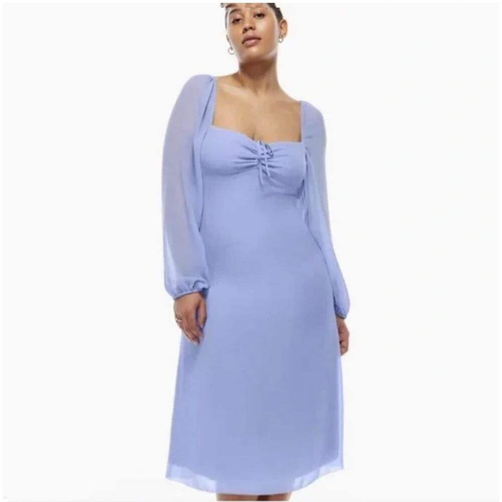 Aritzia Wilfred Jacqueline Sweetheart Neck Midi Blue Dress Sz. 4 Prairie Cottage